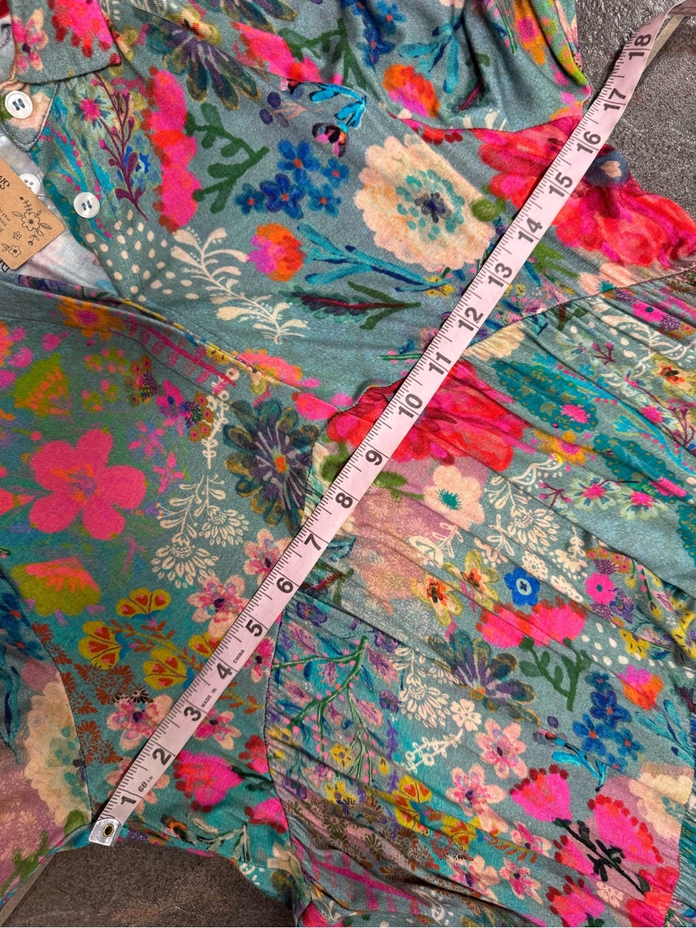 Natural Life Rebecca ButterSoft Midi Dress Blue Garden Patchwork Small NEW NWT - Picture 10 of 12